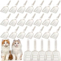 24 Pieces Cat Litter Scoop Bulk Plastic Long Handle White by Unknown