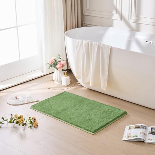 CozeCube Green 32"x20" Shaggy Non Slip Soft Washable Bath Mat - Image 2