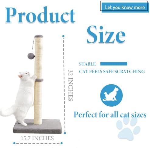 MeowHomm 32'' Tall Cat Scratching Post Cat Scratcher - Image 5