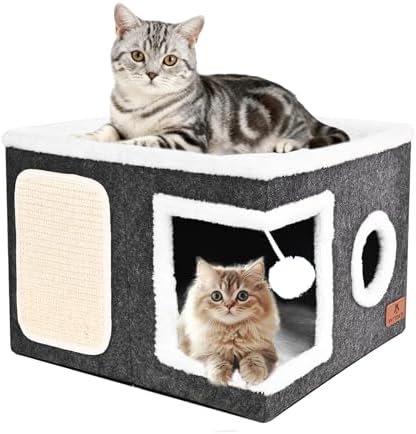 Felt Cat Cave Beds for Indoor Cats, Foldable Cat Hideaway by Unknown