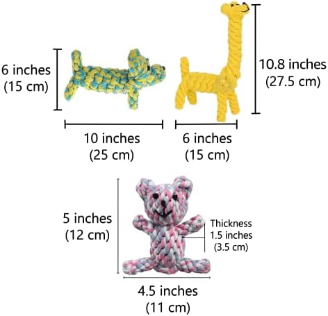 SunGrow Cotton Rope Knot Puppy & Ferret Toys, Tough Teething Chewable Teddy Bear - Image 6