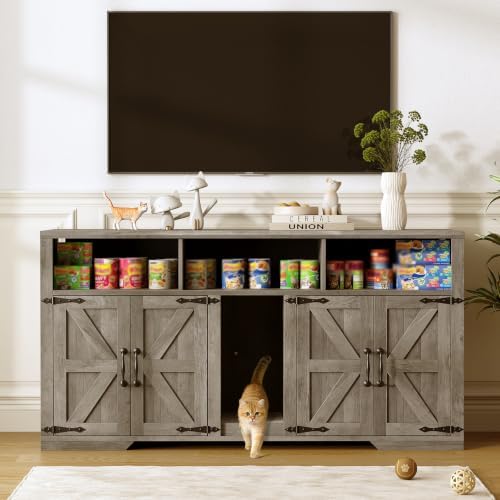 Vabches Litter Box Enclsoure for 2 Cats, 53.1" Cat Litter Box Furniture Hidden - Image 7