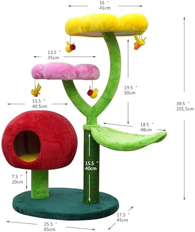 Catry Flower Cat Tree with Hideaway Condo, 3 Perches and Scratching Posts - Image 2
