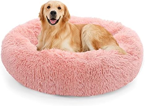 NOYAL Donut Dog Bed for Small Medium Pets, Plush Calming Faux Fur by Noyal