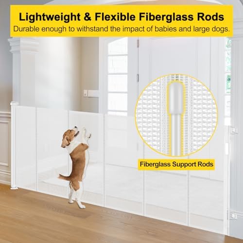 Reinforced 42" Tall x 130” Extra Wide Retractable Baby Gates Tall Dog Gate - Image 3
