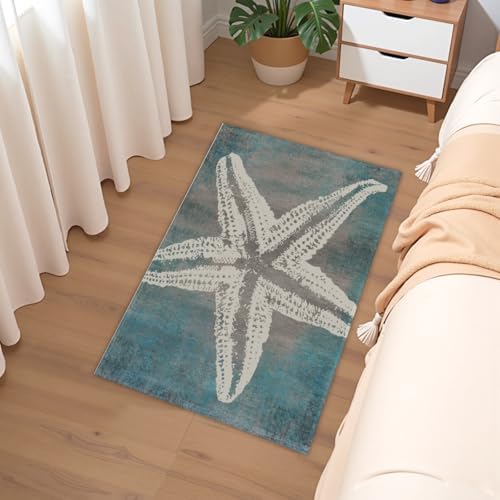Giwawa Vintage Starfish Bath Rug Coastal Beachy Nautical Bathtub Mat Extra Soft - Image 6