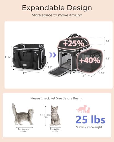 Expandable Pet Carrier: NOBLE DUCK Soft-Sided Cat Dog Carrier 17x11.8X Inches - Image 2