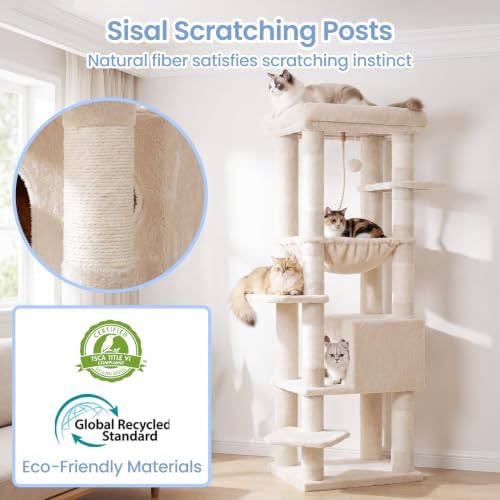 Heybly Cat Tree for Large Cats, 20lbs Heavy Duty, 60 inches XXL HCT050M - Image 4