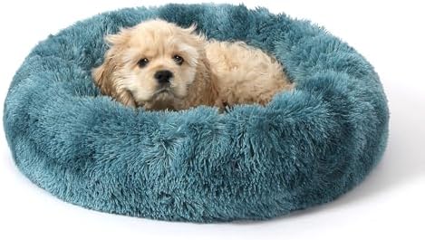 NOYAL Donut Dog Bed for Small Medium Pets, Plush Calming Faux Fur by Noyal
