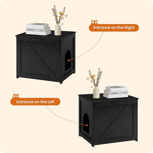 Dwanton Cat Litter Box Enclosure, Hidden Litter Box Furniture, 23.6 Inches - Image 5