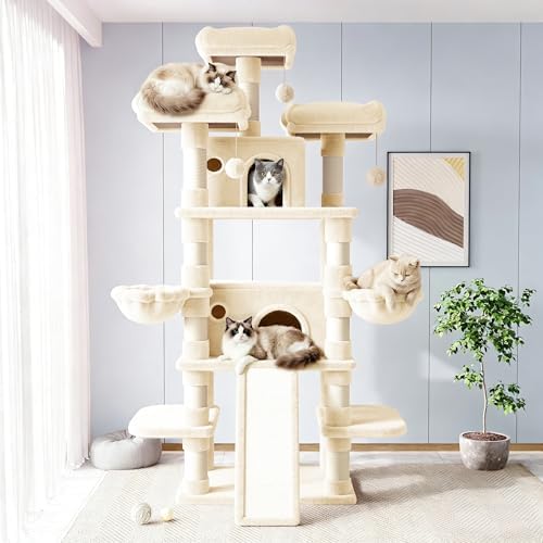 Allewie 82 Inches Large Cat Tree/House/XXL Tall Cat Towers - Image 2