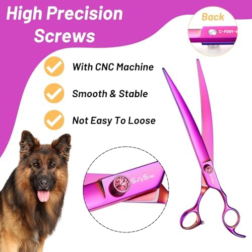 9in Curved Dog Grooming Scissors, 30° VG10 Pet Shears Heavy Duty - Image 4