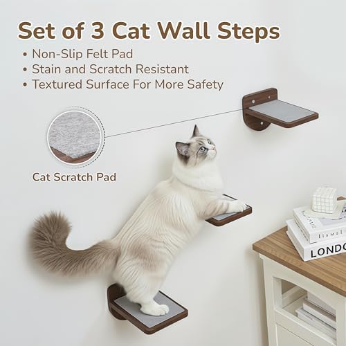 45LBS Cat Wall Shelves with 3 Non-Slips Steps, Space-Saving Mounted Cat Wall - Image 4