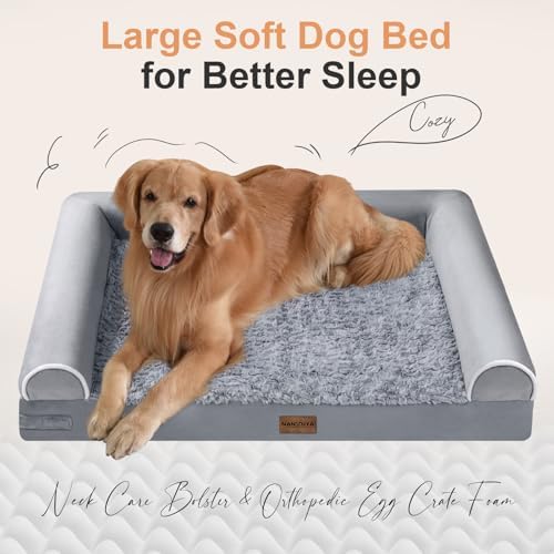 NANUYA Orthopedic Dog Bed for Jumbo Dogs, 53 x 42 Inch, Light Grey - Image 2