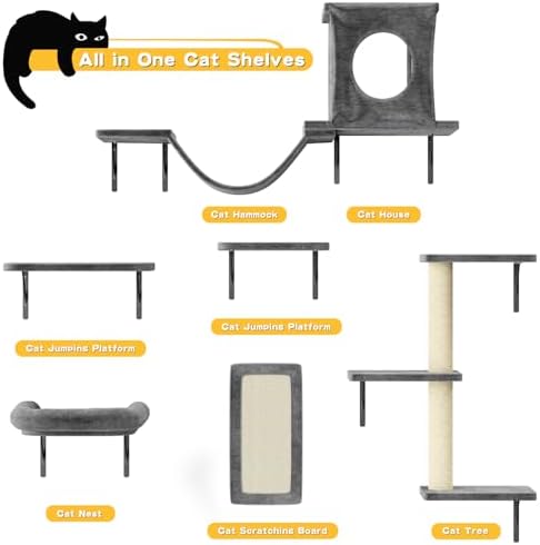 12-in-1 Cat Wall Shelves, Wall Mounted Cat Climber - Image 5