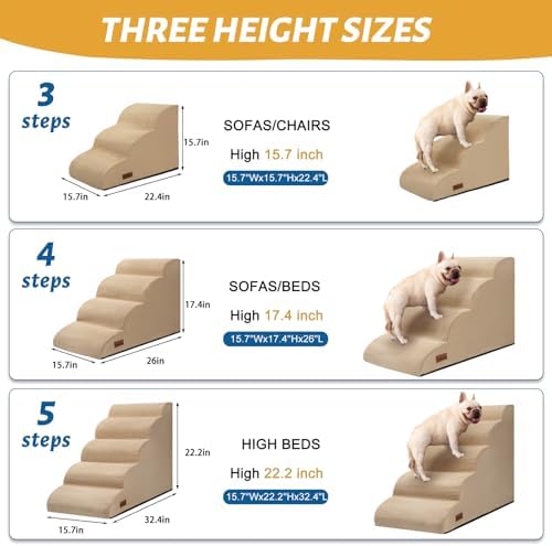 Aodisman Dog Stairs for High Bed, 5-Step Pet Ramp for Small Dogs and Cats - Image 2