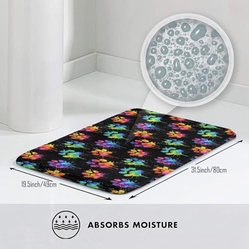 Watercolor Dog Paws Bath Mat Non-Slip Soft Microfiber Bathroom Rugs Washable - Image 5