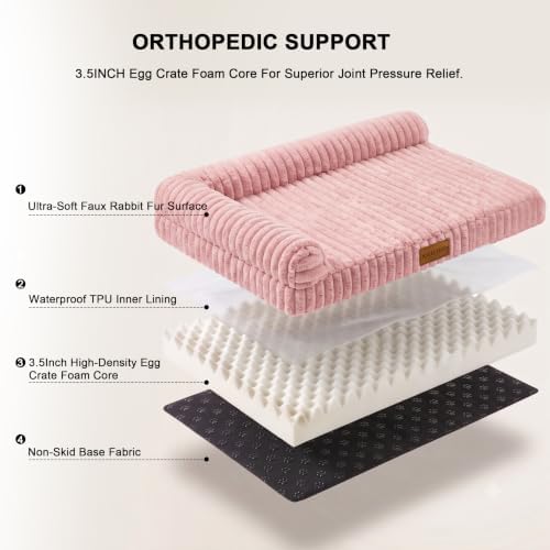 Orthopedic Large Dog Bed Furry Pet Bed, Washable Cover 36''X24'' - Image 6