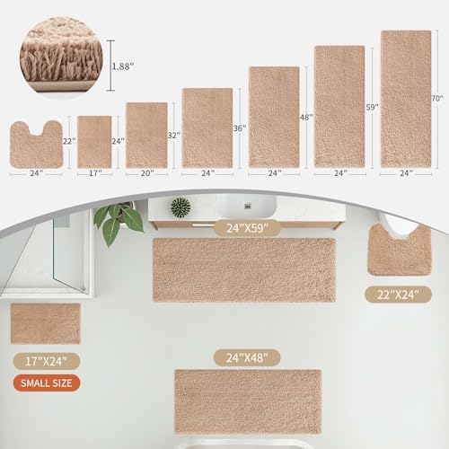 Disolla Beige Bathroom Rugs 20x32, Non-Slip Plush Thick Bath Mat - Image 2