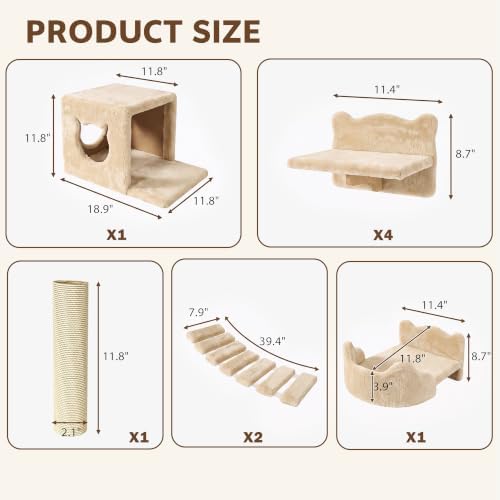 Cat Wall Furniture, 9 in 1 Cat Wall Shelves Set - Image 2