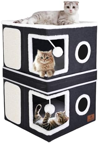 2-Story Cat House for Indoor Cats, Dual-Purpose Cat Cave Bed by Unknown