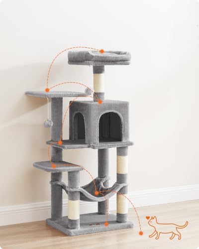 Feandrea Cat Tree, 44.1-Inch Cat Tower, Light Gray - Image 3