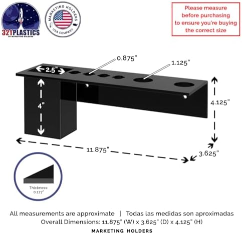 Black Acrylic Brush Organizer Hanging Display 6 Holes - Image 4