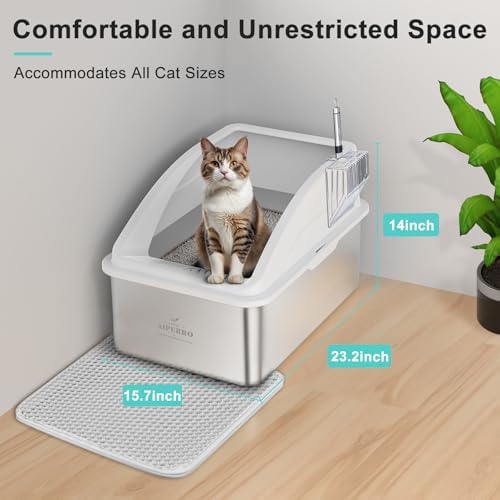 AIPERRO Stainless Steel Litter Box | XXL Deepened 8" Design Metal Cat Box - Image 3