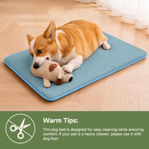 Outdoor Dog Crate Pad Bed, Waterproof Wipeable Kennel Mat, Dusty Blue - Image 7