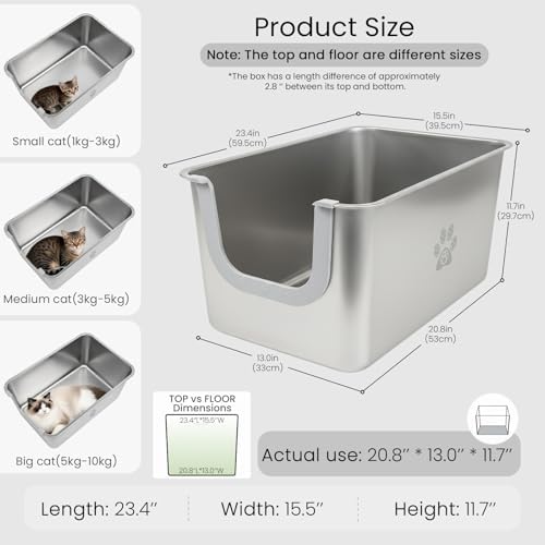 Stainless Steel Litter Box 11.8" High Sides - Image 2