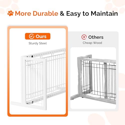 Bonnlo Free Standing Dog Gate, Metal Adjustable Pet Fence Indoor, Christmas - Image 3