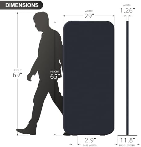DECOLAB Standing Room Divider, Movable Partition Separator 29"x65" - Image 6