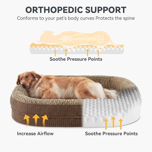 JOEJOY Orthopedic Dog Bed for Extra Large Dogs, XXL Egg-Crate Memory Foam Pet - Image 2