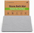 Stone Bath Mat for Bathroom, Diatomaceous Earth, Light Gray by WELLUNAHOME