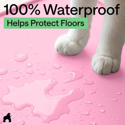 GORILLA GRIP Cat Litter Box Mat, Easy Clean Silicone Mats, 35x23 Pink - Image 5