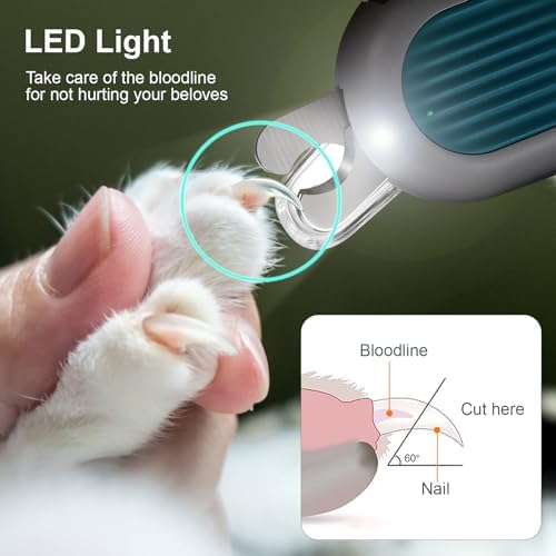 Odoland Cat Nail Clipper with LED Light and Nail File, Dog Claw Trimmer with - Image 2
