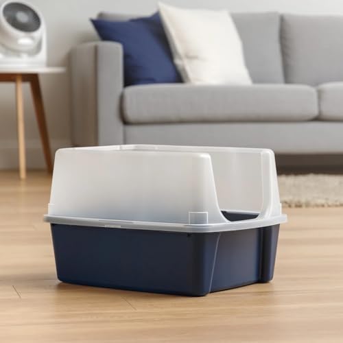 Navy high-Sided Open top cat Litter Box - Image 3