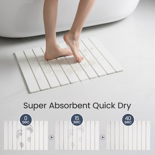 Meowoo Foldable Stone Bath Mat, 23.6"x15.3" Diatomaceous Earth Mat - Image 4
