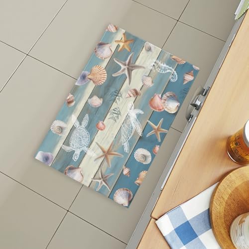 Giwawa Coastal Starfish Bath Rug Summer Sea Turtle Bathroom Carpet Soft Non - Image 6