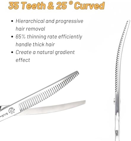 7.5in 25° Curved 35 Teeth Chunker Dog Grooming Scissors - Image 3