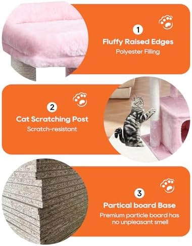 SYANDLVY Pink Cat Tree for Indoor Cats Large Adult - Image 5
