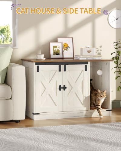 Hzuaneri Cat Litter Box Enclosure, Hidden Litter Box Cabinet Furniture - Image 4