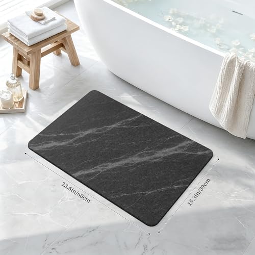 THMINS Black Marble Stone Bath Mat - Image 2