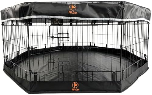 PJYuCien Puppy Playpen with Top Cover & Bottom Pad, 8 Panels 24" H by PJYuGienPetGarden