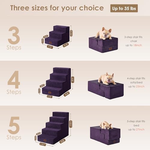 EHEYCIGA Dog Stairs for Bed 18" H, Dog 4-Steps for High Bed - Image 2