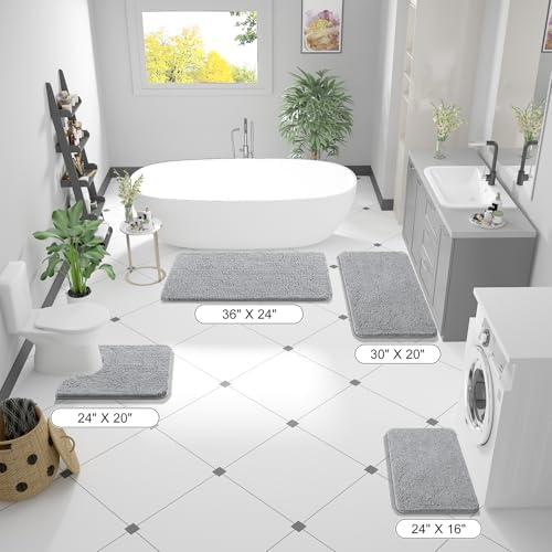 OLANLY Large Bathroom Rugs 50x30, Extra Soft Absorbent Chenille Bath Rugs - Image 2