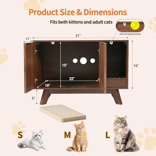 Cat Litter Box Enclosure with Litter Collector, Fluted Hidden Litter Box - Image 2