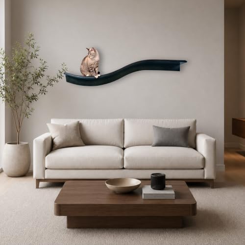 The Refined Feline 60 Inch Lotus Branch Cat Shelf in Black Espresso Right Facing - Image 2