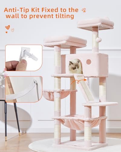 Taoqimiao Sturdy Cat Tree, 58In Cat Tower - Image 4