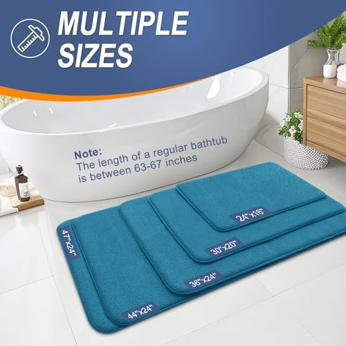 OLANLY Memory Foam Bathroom Runner Rugs 59x20, Long Bath Mats, Peacock Blue - Image 5